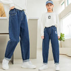 55% Flax 45% Cotton Girls Spring Pants Thin Loose Casual Knickerbockers