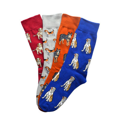 Dog Printed Red Orange Blue Custom Socks ODM Designs